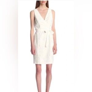 Tracy Reese Diana Sleeveless Faux-wrap White Paisley Lace Dress Size